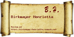 Birkmayer Henrietta névjegykártya